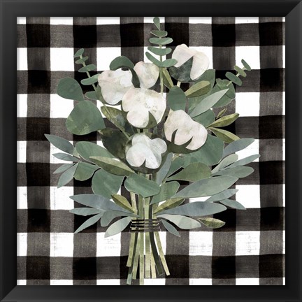 Framed Buffalo Check Cut Paper Bouquet I Print