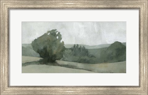Framed Soft Green Landscape I Print