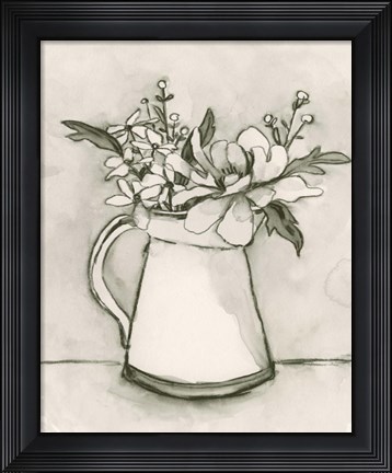 Framed Bouquet Scribble I Print