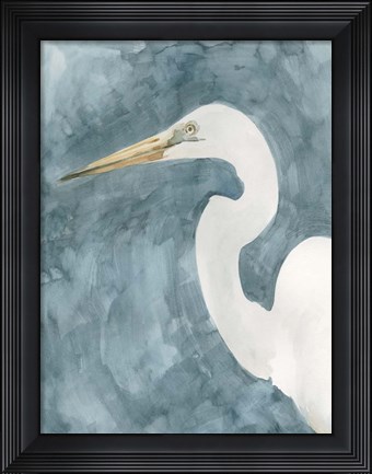 Framed Watercolor Heron Portrait I Print