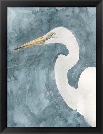 Framed Watercolor Heron Portrait I Print