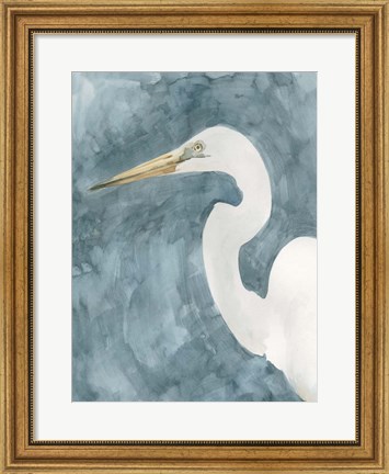 Framed Watercolor Heron Portrait I Print