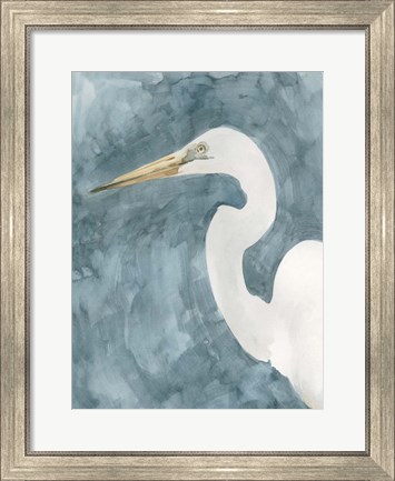 Framed Watercolor Heron Portrait I Print
