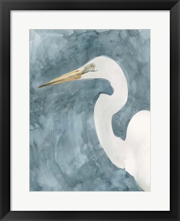 Framed Watercolor Heron Portrait I Print