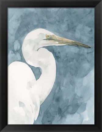 Framed Watercolor Heron Portrait II Print