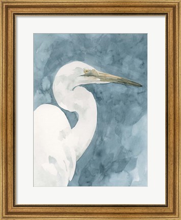 Framed Watercolor Heron Portrait II Print