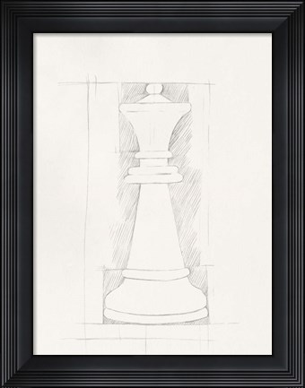 Framed Chess Set Sketch I Print