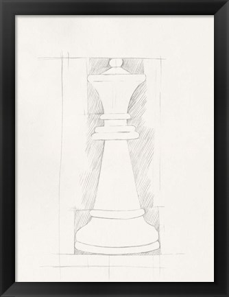 Framed Chess Set Sketch I Print