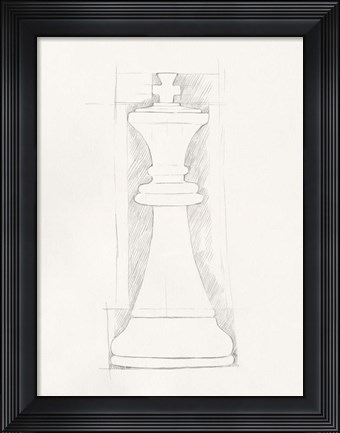Framed Chess Set Sketch II Print