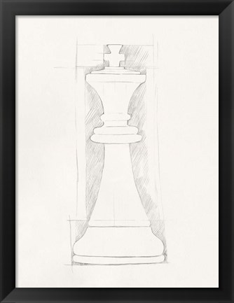 Framed Chess Set Sketch II Print