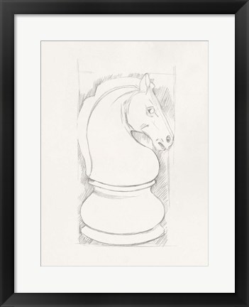 Framed Chess Set Sketch III Print