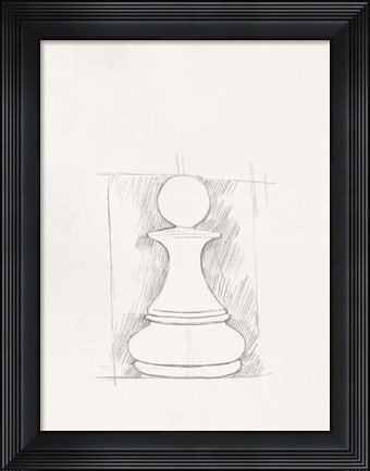 Framed Chess Set Sketch V Print