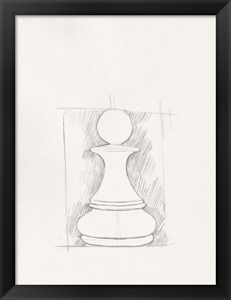 Framed Chess Set Sketch V Print