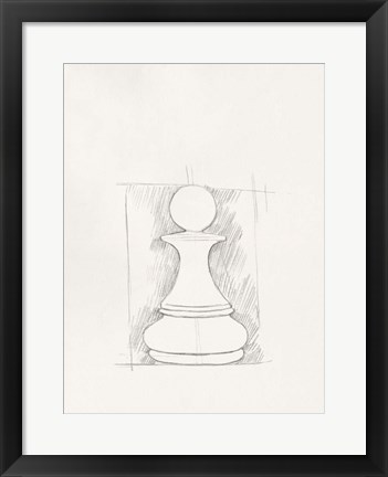 Framed Chess Set Sketch V Print