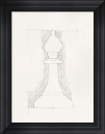 Framed Chess Set Sketch VI Print
