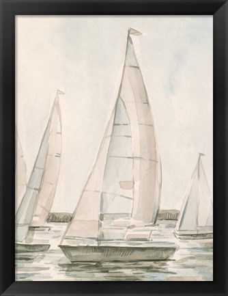 Framed Sail Scribble I Print