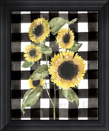 Framed Buffalo Check Sunflower I Print