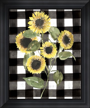 Framed Buffalo Check Sunflower II Print