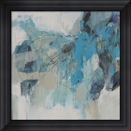Framed Painterly Teal I Print
