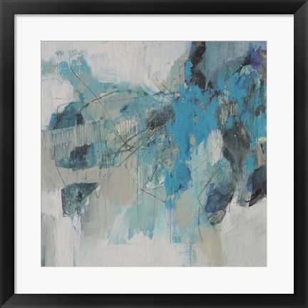 Framed Painterly Teal I Print