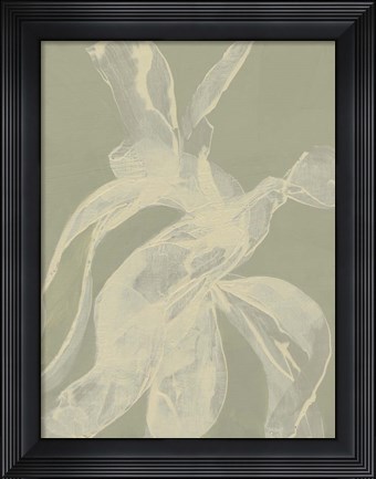 Framed White Ribbon on Celadon I Print