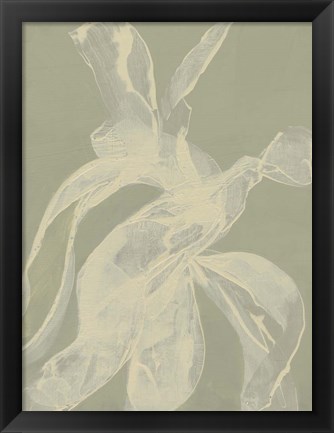 Framed White Ribbon on Celadon I Print