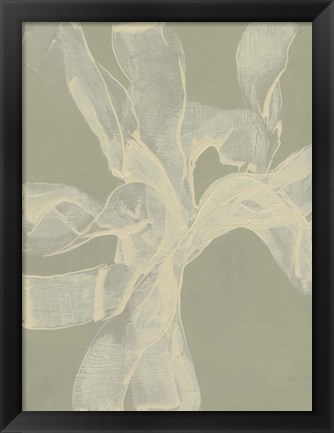 Framed White Ribbon on Celadon II Print