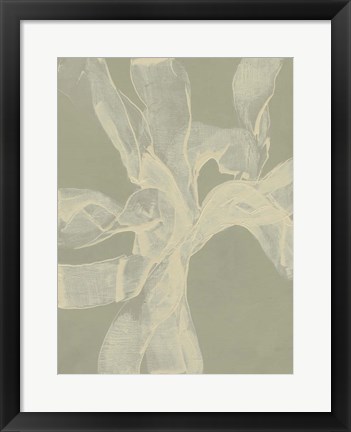 Framed White Ribbon on Celadon II Print