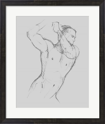 Framed Male Torso Sketch I Print