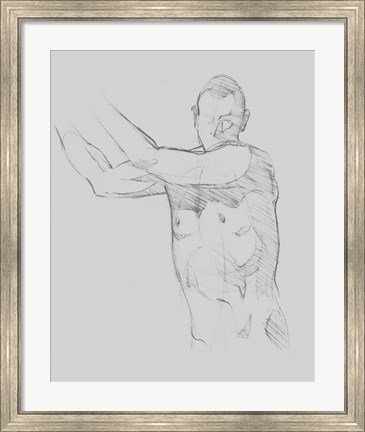 Framed Male Torso Sketch III Print