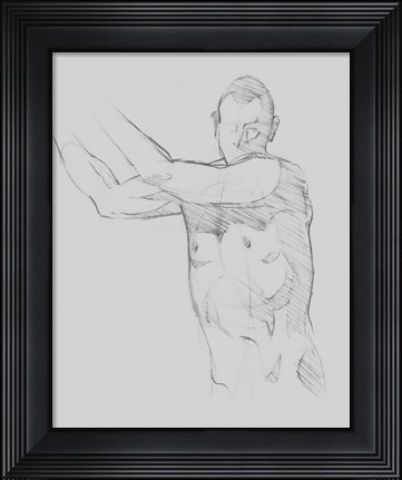 Framed Male Torso Sketch III Print