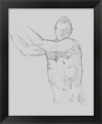 Framed Male Torso Sketch III Print