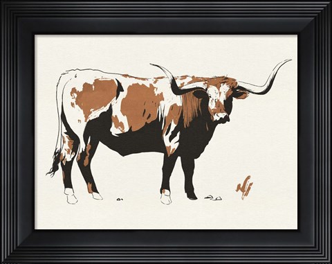 Framed Terre Cotta Steer I Print