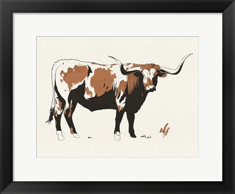 Framed Terre Cotta Steer I Print