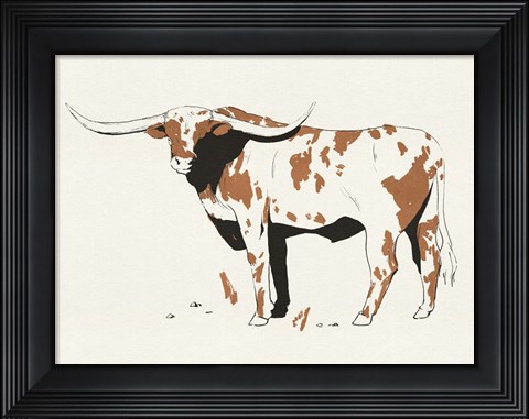 Framed Terre Cotta Steer II Print