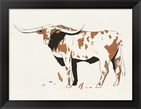 Framed Terre Cotta Steer II Print