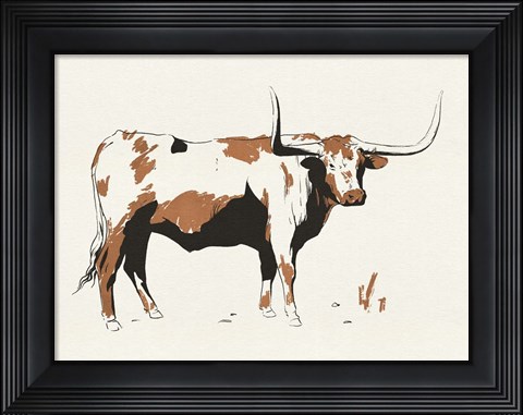 Framed Terre Cotta Steer III Print