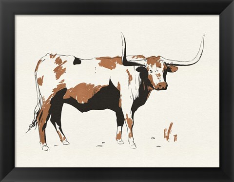 Framed Terre Cotta Steer III Print