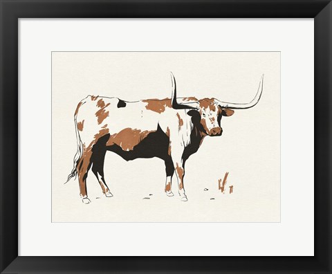 Framed Terre Cotta Steer III Print