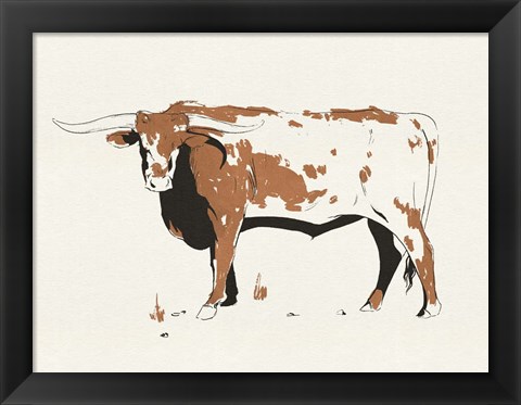 Framed Terre Cotta Steer IV Print