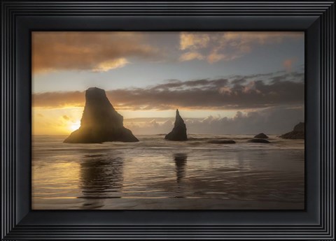 Framed Sunset Sea Stacks Print