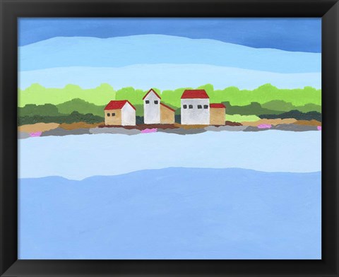 Framed Red Roof Landscape I Print