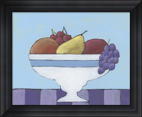 Framed White Fruit Bowl II Print