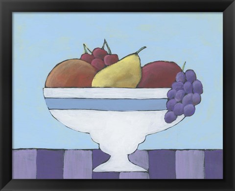 Framed White Fruit Bowl II Print