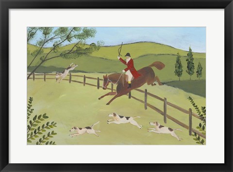 Framed Folk Art Fox Hunt II Print