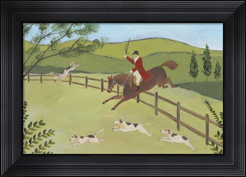 Framed Folk Art Fox Hunt II Print