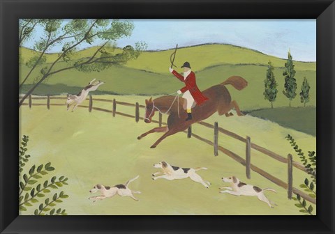 Framed Folk Art Fox Hunt II Print