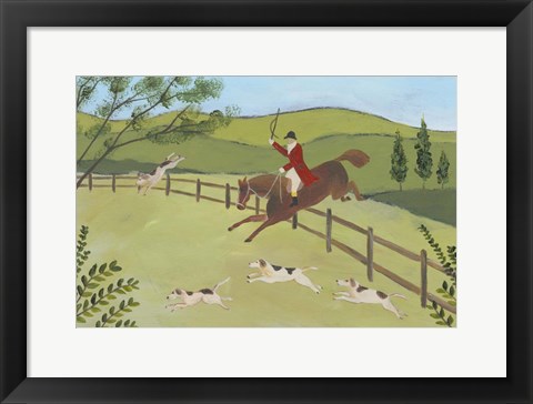 Framed Folk Art Fox Hunt II Print