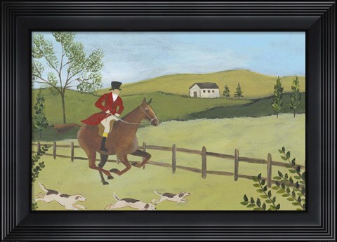Framed Folk Art Fox Hunt III Print