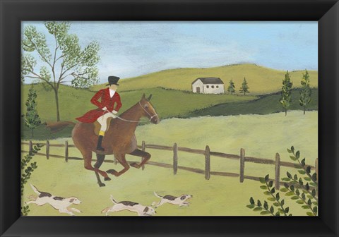 Framed Folk Art Fox Hunt III Print